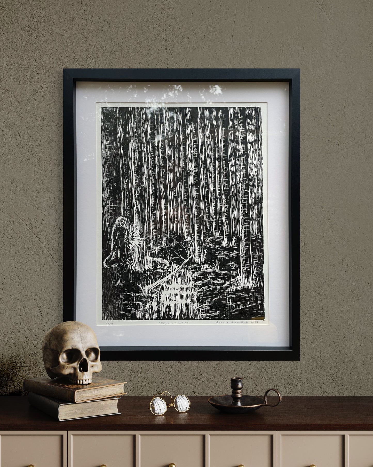 Xilografía "Nigromántico"