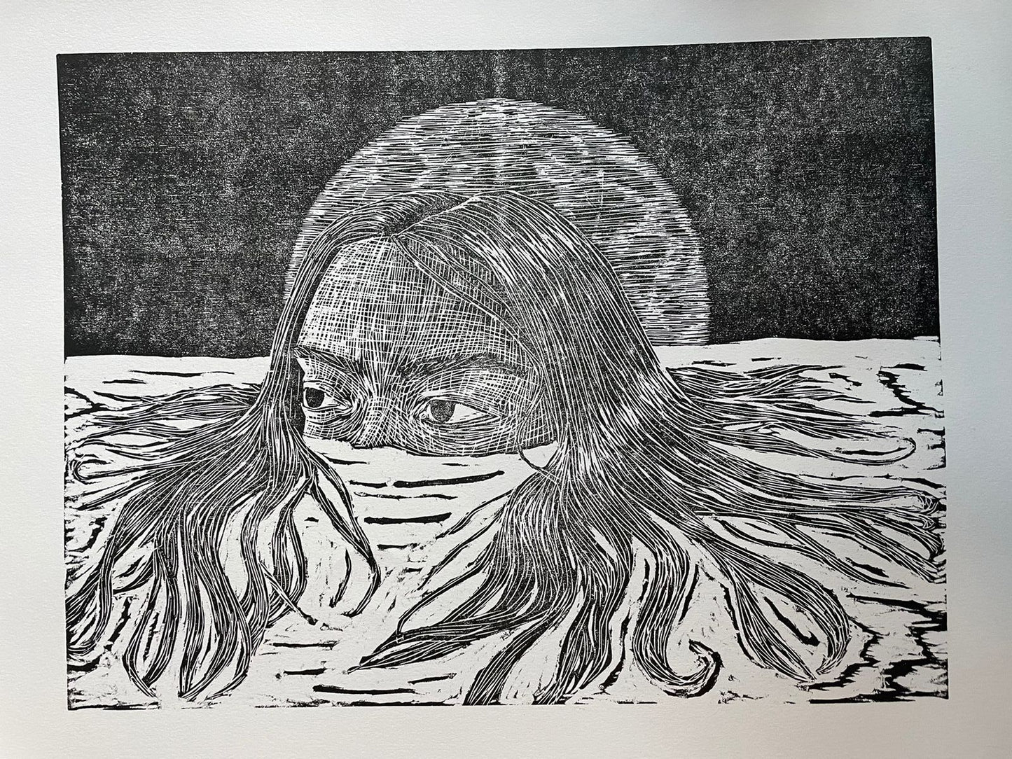 Xilografía Selene B&N - Prueba de Estado