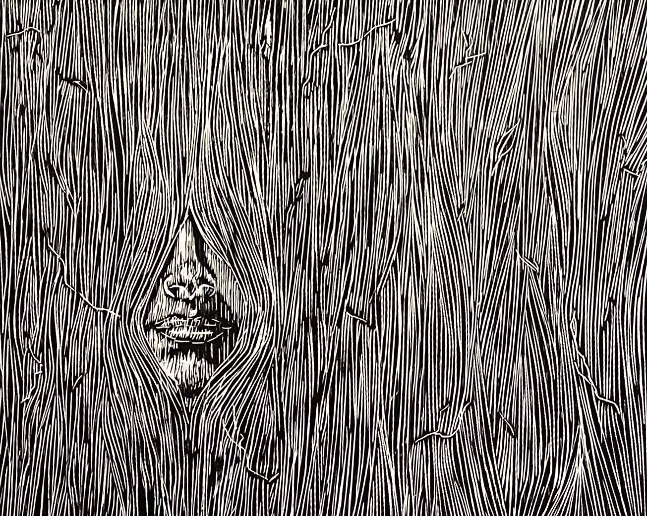 Xilografía "Dríade" en negro - María Bascuñán