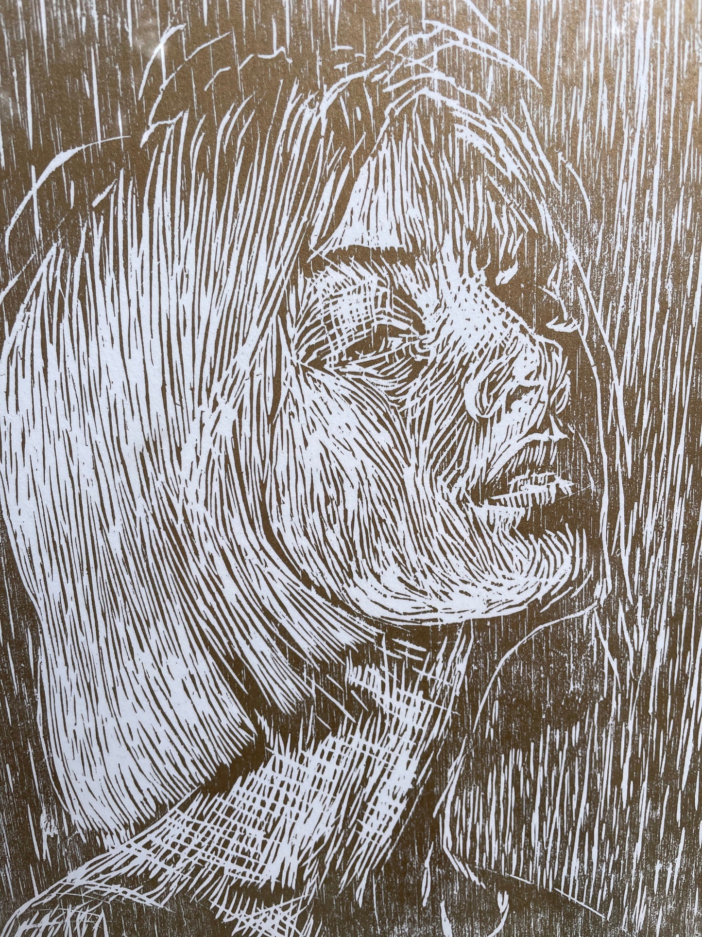 Xilografía "Laura" en dorado - María Bascuñán