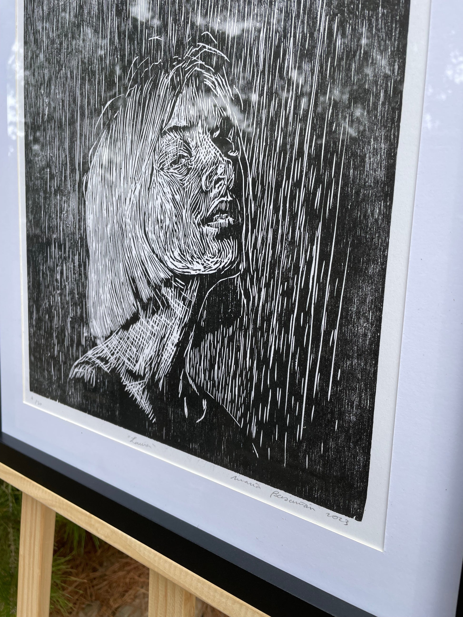 Xilografía "Laura" en negro - María Bascuñán