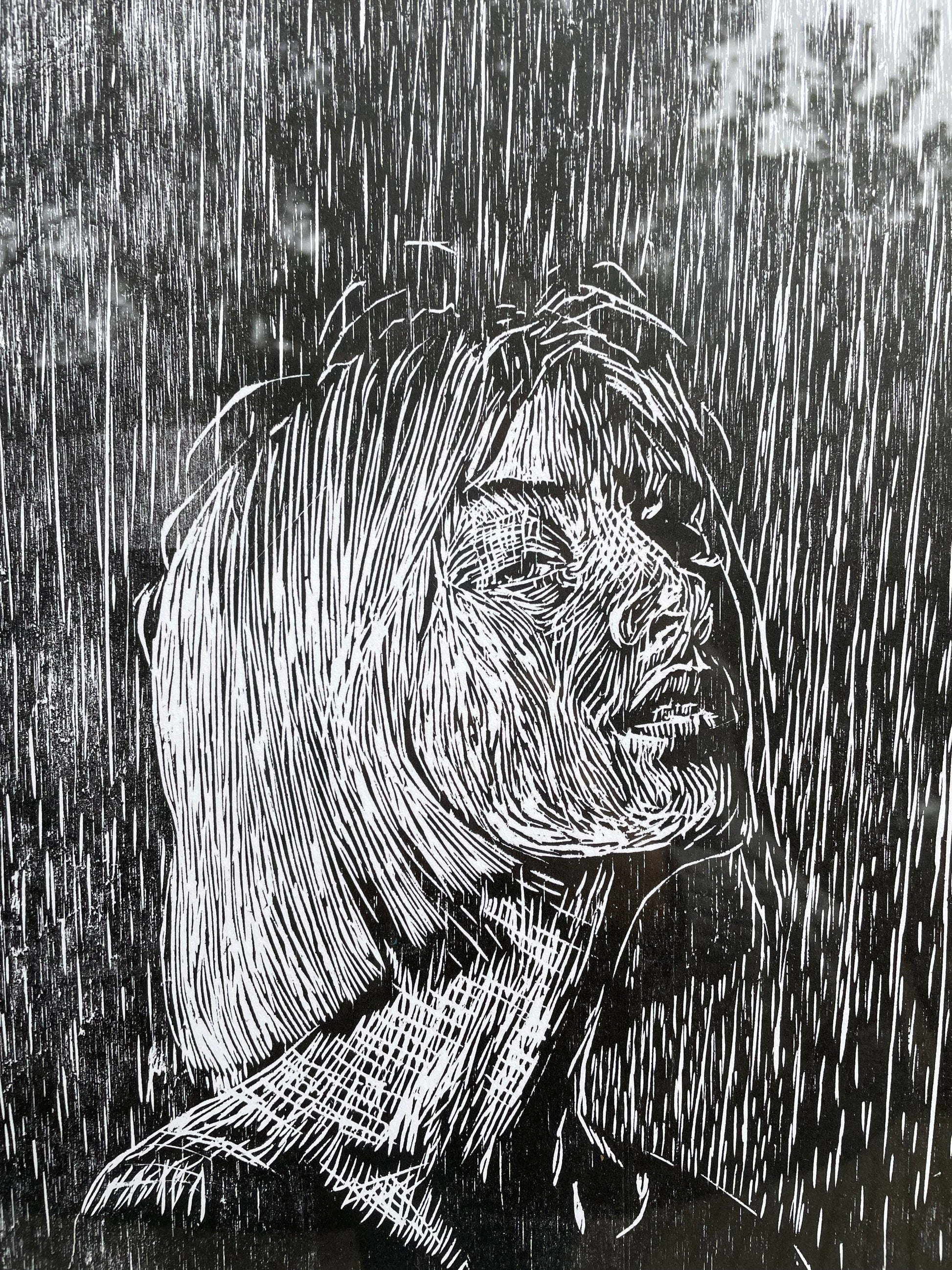 Xilografía "Laura" en negro - María Bascuñán